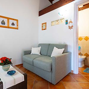 Alloggi: Appartamento Chessa, soggiorno con divano letto e bagno